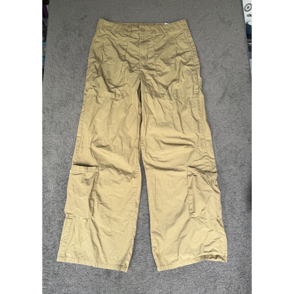 HM Divided Khaki Tan Wide Leg Cargo Pants High Rise Cotton Utility Womens 10